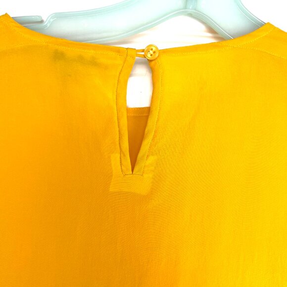 ADAM DOUGLAS Women's Yellow Blouse Top 100% Silk Size Medium 3/4 Sleeve - Picture 4 of 7